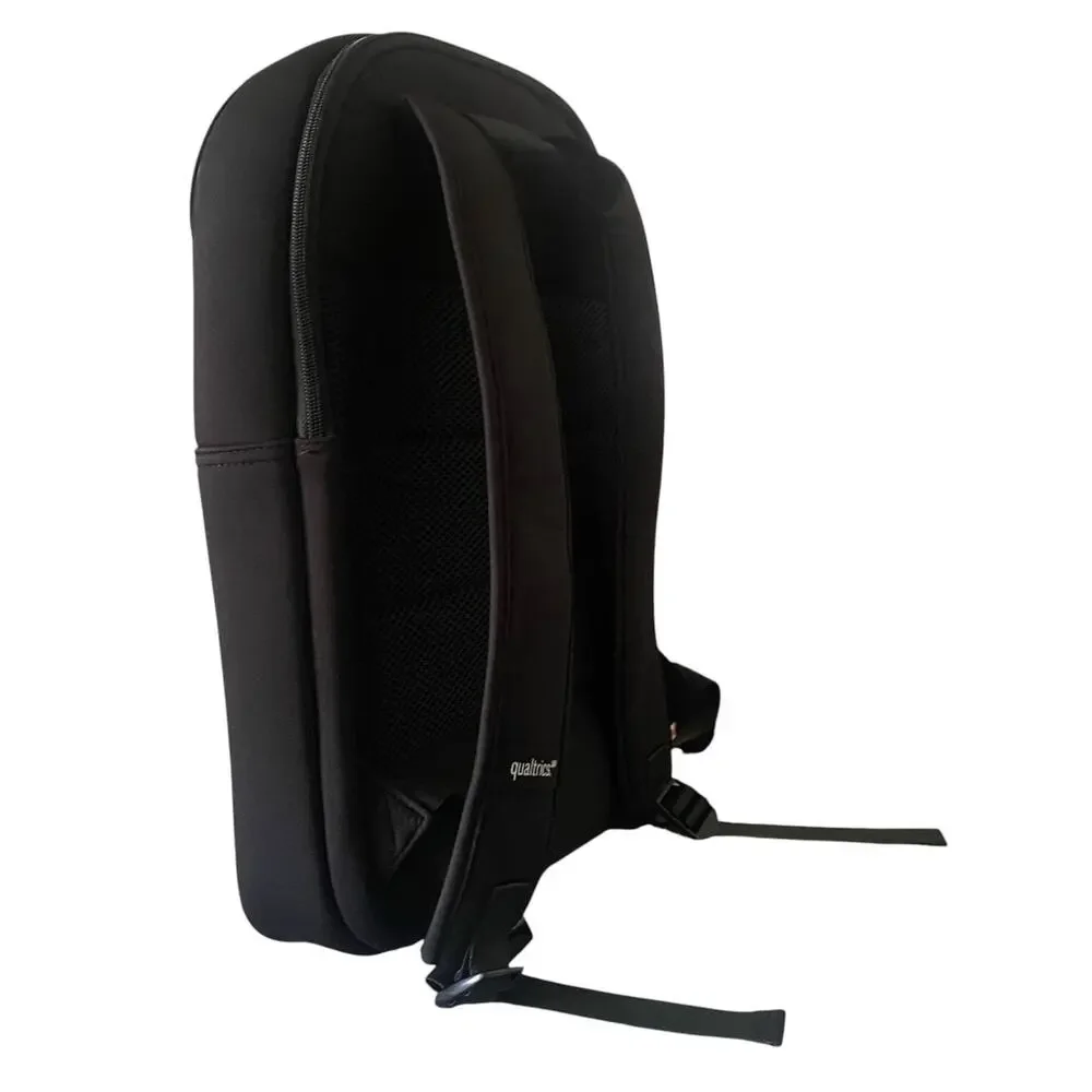Qualtrics Black on Black Waterproof Backpack with Pockets - Laptop Bookbag NEW